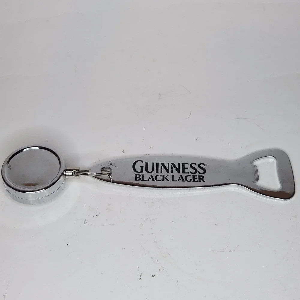 Guinness Black Lager Retractable Bottle Opener Beer Man‎ Cave Stocking Stuffer